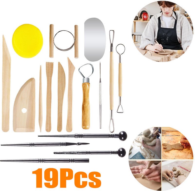 Töpferwerkzeug-Set, 19-teilig Töpferwerkzeug, Modellierwerkzeug, Töpferwerkzeug, Töpferzubehör, Polymer-Ton-Werkzeuge