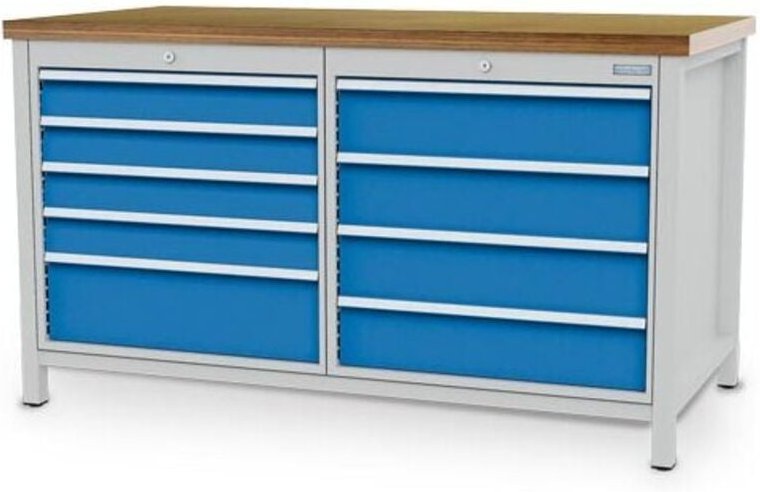 Kastenwerkbank Breite 1500 mm, R24-24, 9 x Schublade Maße in mm (BxTxH): 1500 x 750 x 859