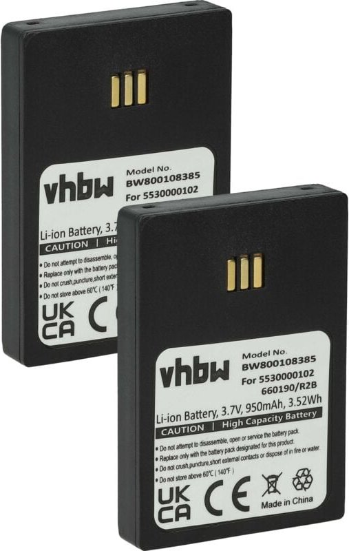 vhbw 2x Akku kompatibel mit Siemens CUC325 schnurlos Festnetz Telefon (950 mAh, 3,7 V, Li-Ion) Schwarz