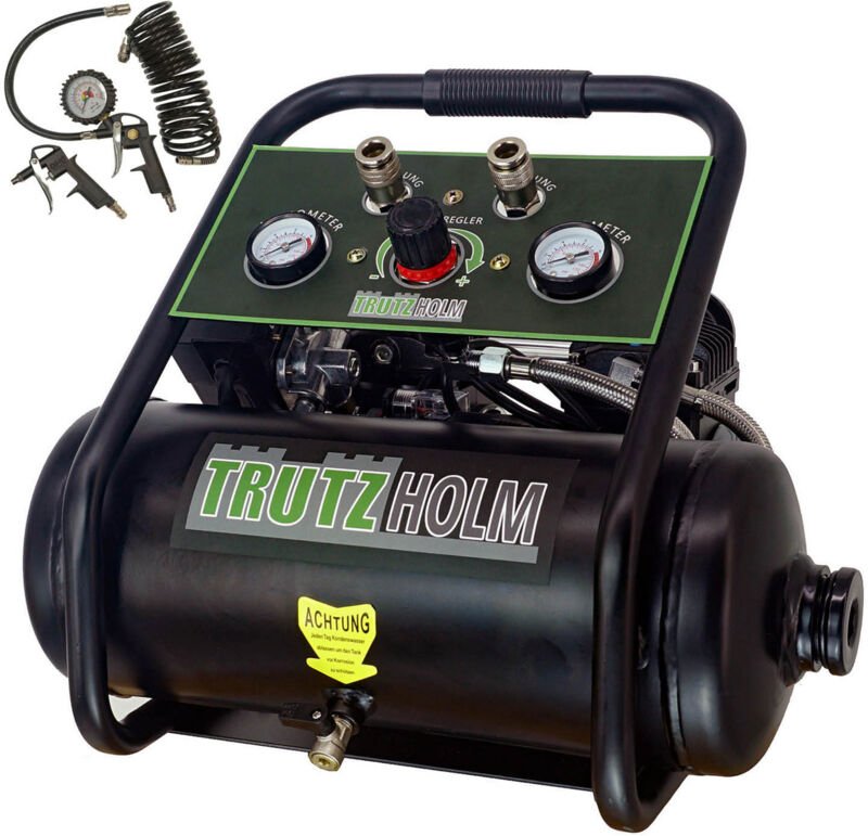 Premium Brushless Silent Flüsterkompressor 9L – leiser Kompressor 900 W, 62 dB, 8 bar inkl. Zubehör