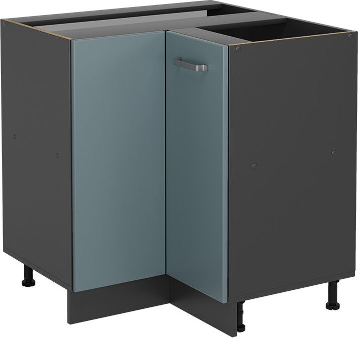 Vicco - Eckunterschrank R-Line, Blau-Grau, 75.6 cm ohne Arbeitsplatte