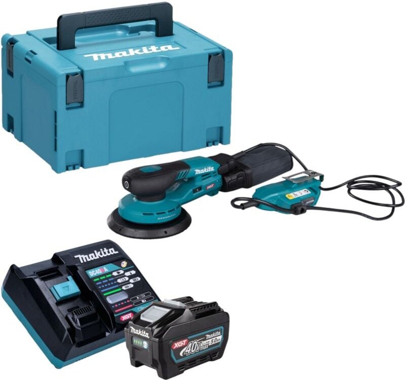Makita BO 002 CGT101 Akku Exzenterschleifer 40 V max. 150 mm 5,0 mm Hub Brushless + 1x Akku 5,0 Ah + Ladegerät + Makpac