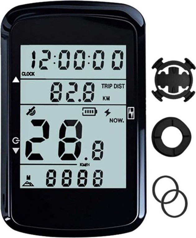 GPS-Fahrradtacho mit 2,4-Zoll-LCD-Display, kabelloser Kilometerzähler, eingebauter Batterie, 28 Stunden Batterielaufzeit...