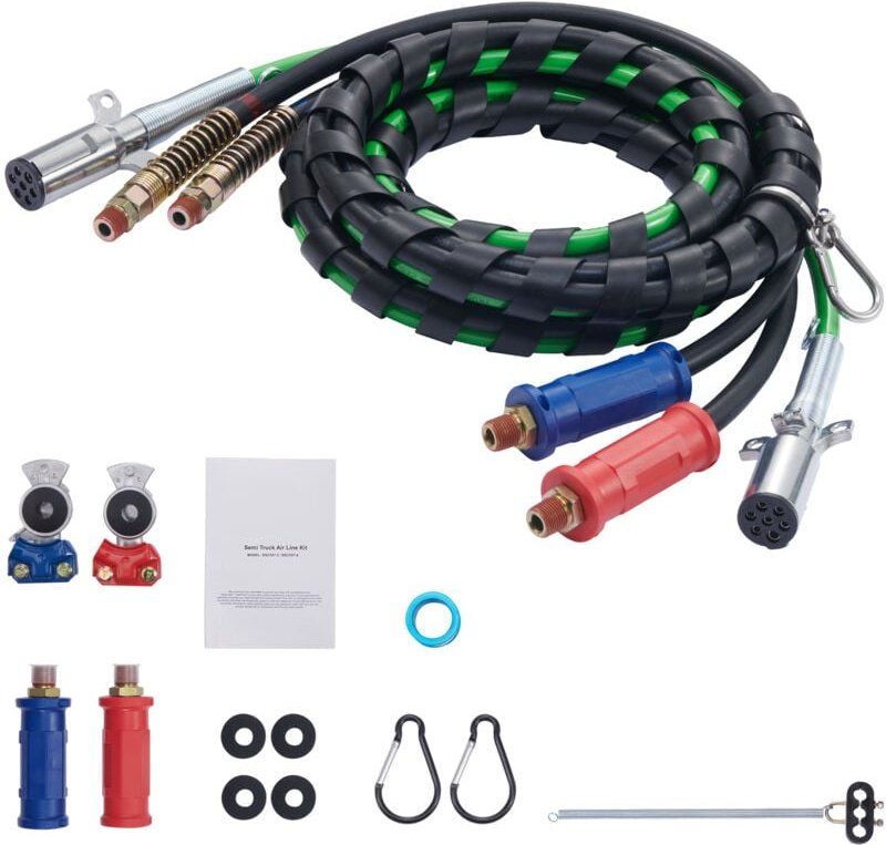 Mophorn - 12FT 3-in-1-Luftleitungssatz für Sattelschlepper, inkl. 2 Glad-Hände und -Griffe, langlebiger Luftschlauch für...