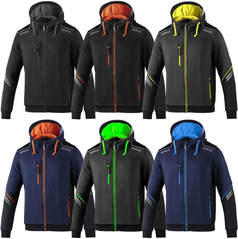 Colorado Tech Arbeits-Sweatshirt mit Kapuze und durchgehendem Reißverschluss 02414 - m - Blau - Sparco