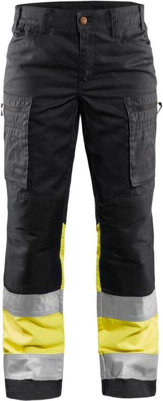 Thumbnail - Dehnbarer Hochsichtbarkeits-Arbeitshose für Damen 7161 – Schwarz/Neongelb XS – FR(34) – SE(C32) – Normen