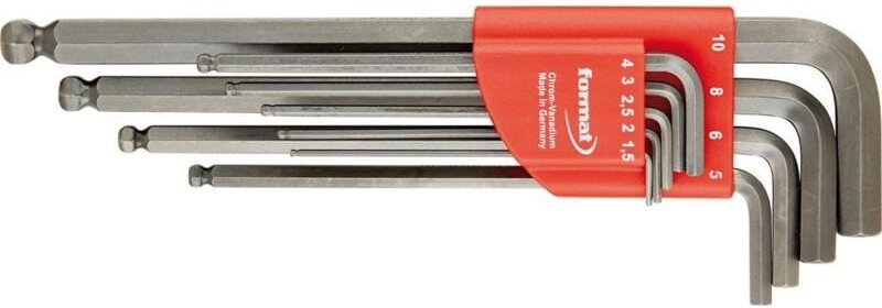 Winkelschraubendreher - Satz 1,5-10 mm, 6kt. Kugelkopf stahlgrau - Format