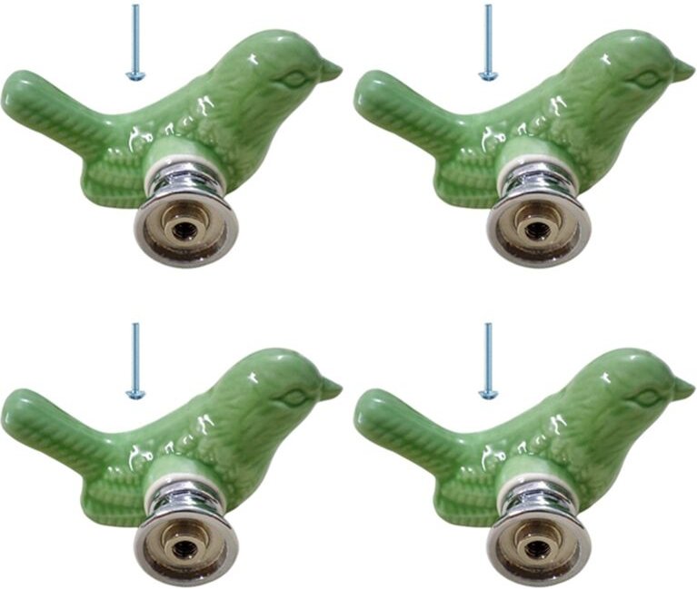 4er-Pack Türknöpfe im "Grünen Formdesign", Keramik-Schubladengriffe, Vintage-Griff (Grün)