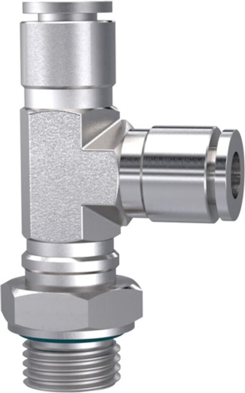 T-Steckverschr., L-Form, drehbar, g 1/8 a., Schlauch-Ø 4, es - Riegler