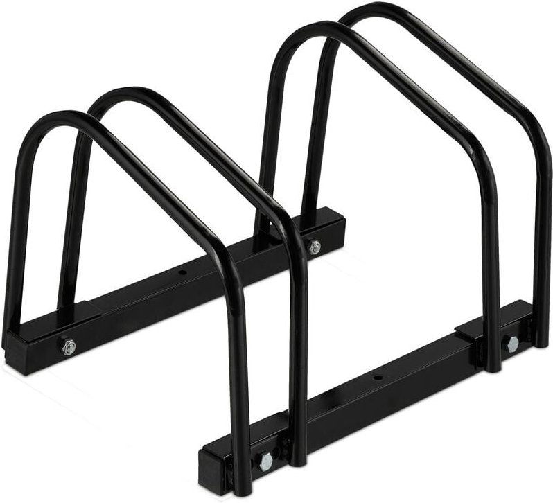 Relaxdays - Fahrradständer, für 2 Fahrräder, aus Metall, mit Montagematerial für Boden, HxBxT: 27 x 40,5 x 33 cm, schwar...
