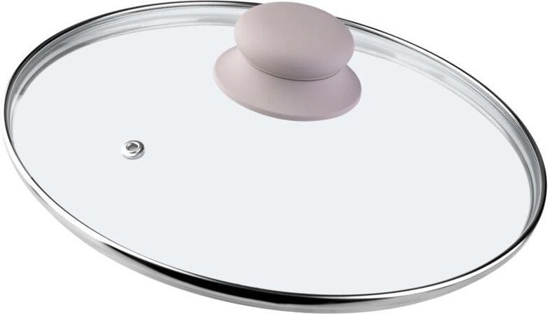 Glasdeckel mit Griff aus Silikon, Deckel mit Dampfloch, 22 cm, beige - Kadax