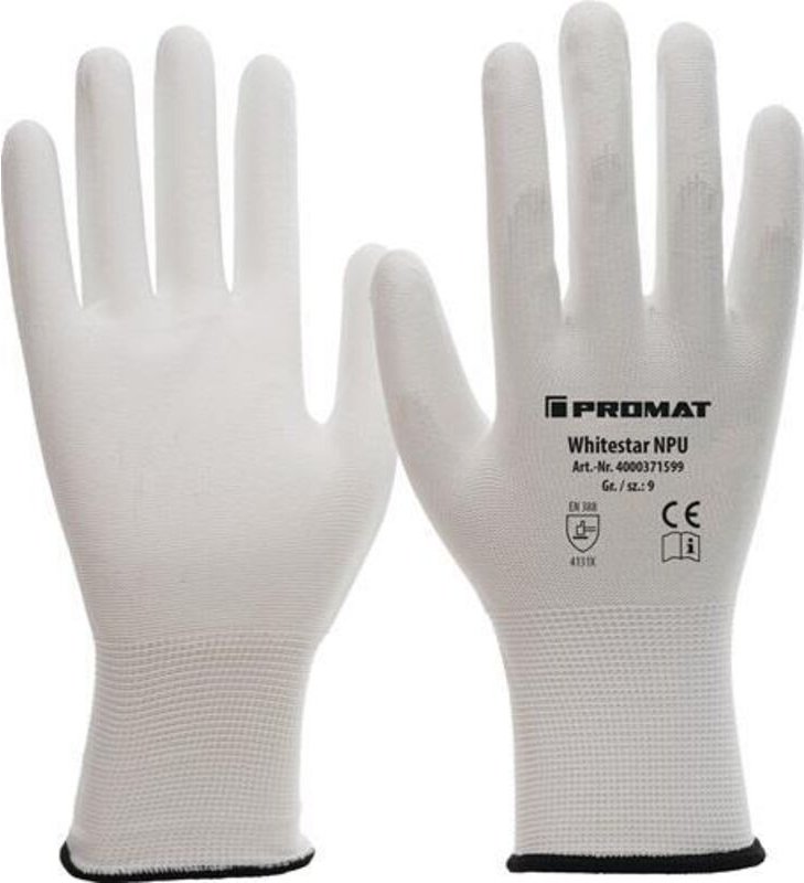 Handschuhe Whitestar npu Gr.6 (s) weiß Nylon mit Polyurethan en 388 k - Promat