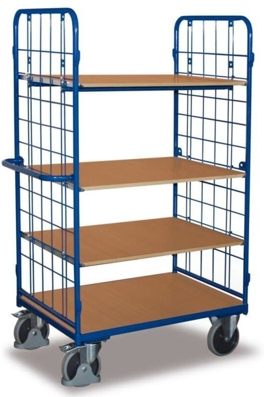 VARIOfit Etagenwagen, niedrig, Stirnwände vergittert mit 4 Etagen 1000x600mm