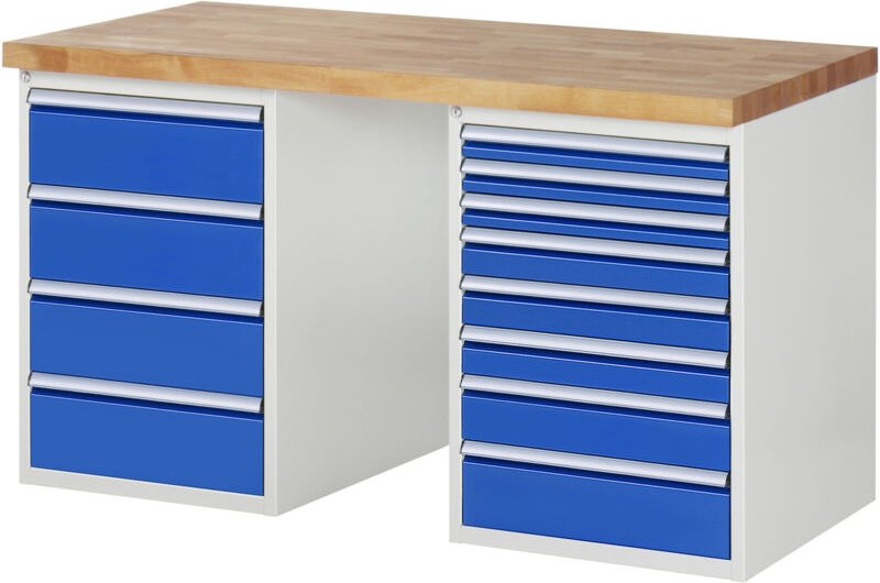 Werkbank 7822A3, B1500xT700xH890mm, 12x Schublade-TA - RAU