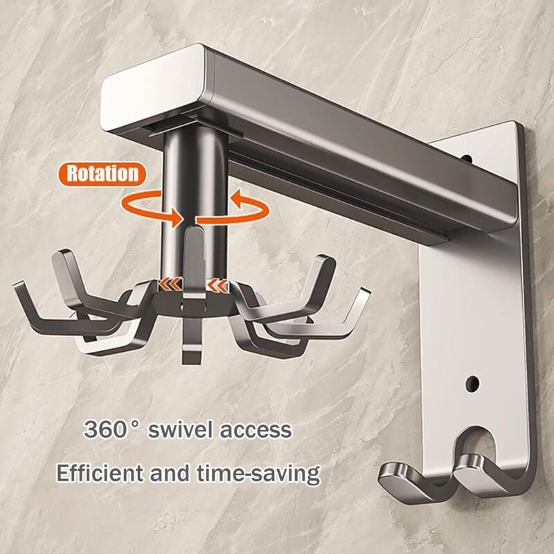360° drehbarer Küchenutensilienhalter, Haken zum Aufhängen von Küchenutensilien, lochfreie Installation unter dem Schran...