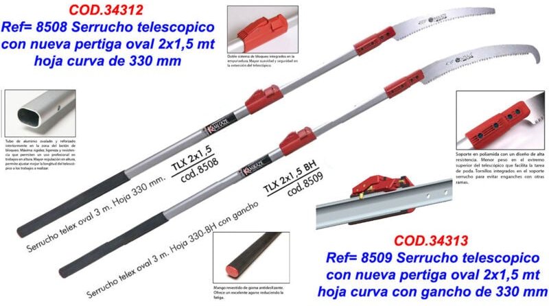 Kamikaze - Teleskopsäge 2x1,5 m gebogen mit 330 Haken und Ovalbohrung 8509