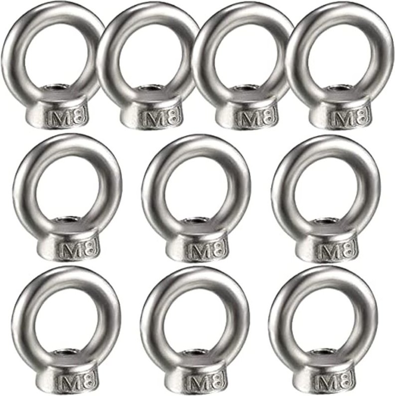 Beijiyi - 10 Stück Hebeösenmutter, weibliche Ringmutter zum Heben von Edelstahl 304, 10 Stück, M8