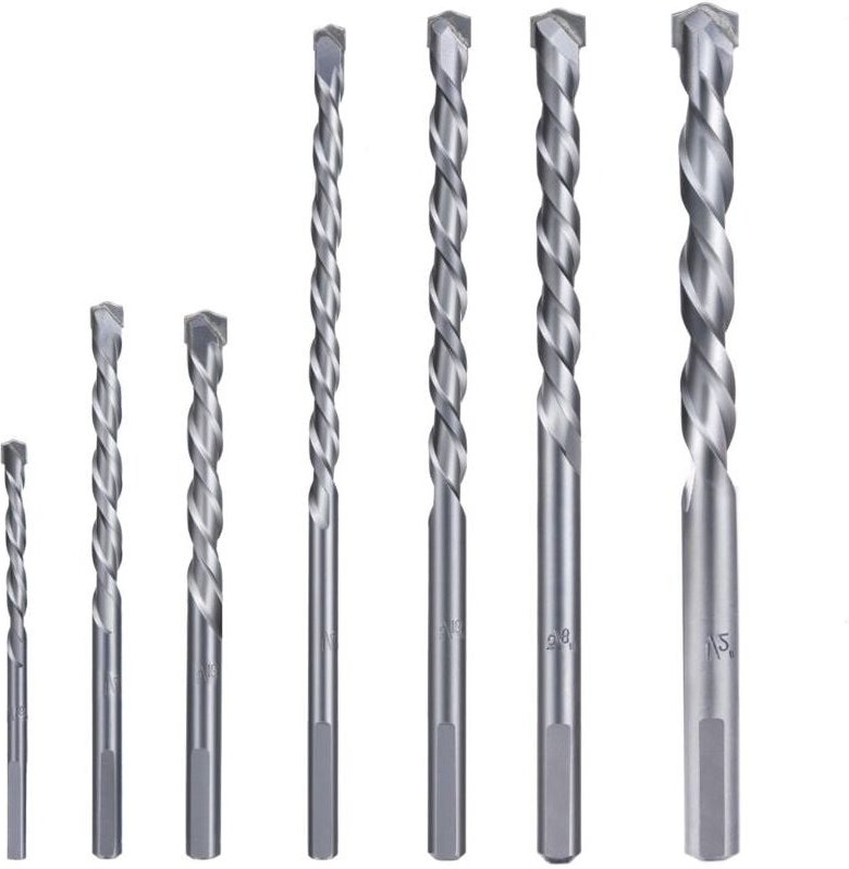 Steinbohrer-Set mit Hartmetallspitze für Zement-Ziegel-Betonkonstruktionen 7-teilig