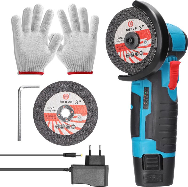 Mini 19500rpm 12V Professional mit 1 Akku,Mini Akku Winkelschleifer 76mm zum Schneiden,Polieren und Schleifen,Angle Grin...