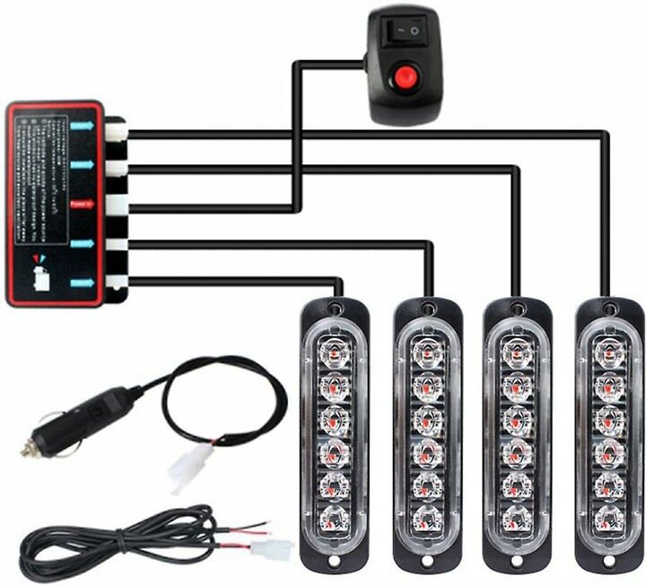 Woosien - 4 stücke 6led Stroboskope 12 v Strobe Licht 4 In 1 Auto Notfall Licht Leuchtfeuer Notfall Fashing Licht (