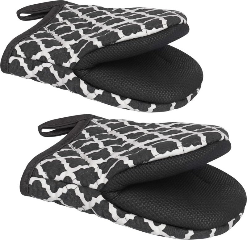 Goldmeet 1 Paar kurze Ofenhandschuhe aus Silikon, hitzebeständig bis 500 Grad, rutschfeste Oberflächen und Aufhängeschla...