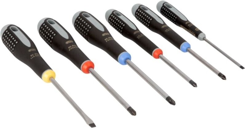 Ergo Werkstatt Schraubendreher-Set 6teilig Schlitz, Kreuzschlitz Pozidriv, Kreuzschlitz Philli - Bahco