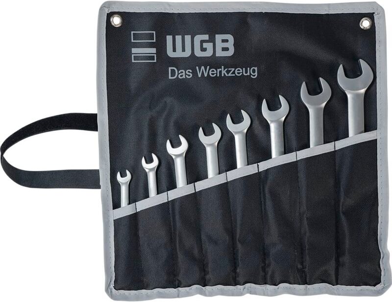 WGB - Maulschlüssel-Satz mit Ringratsche 9235 RT/5 - 5-teilig gekröpft, Stopring, Rolltasche, Chrom-Vanadium Stahl