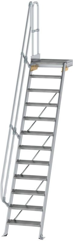 Günzburger Steigtechnik - Treppe mit Plattform 60° Stufenbreite 600 mm 12 Stufen Aluminium geriffelt - 600372
