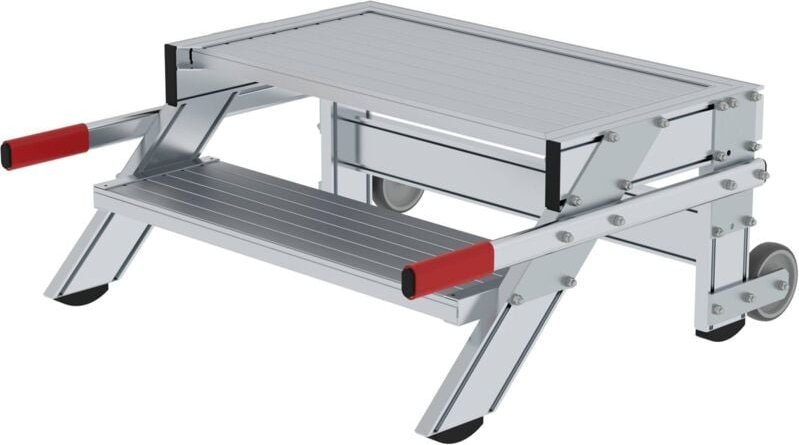 Arbeitspodest fahrbar Stufenbreite 0,8 m Aluminium geriffelt 2 Stufen - 050015 - Günzburger Steigtechnik