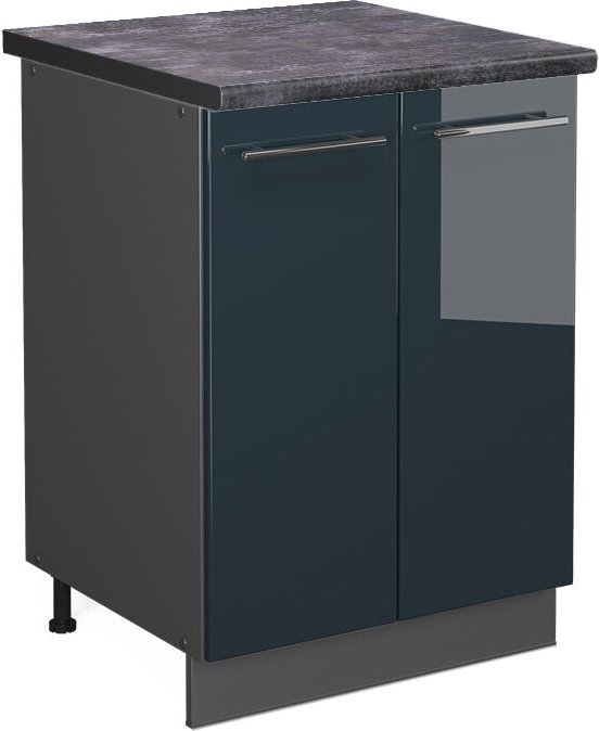 Vicco - Küchenschränke Fame-Line, Dunkelblau Hochglanz, 60 cm , ap Anthrazit