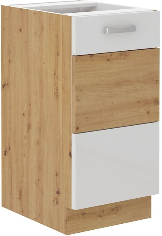 Thumbnail - Küchen Preisbombe - Unterschrank 40 cm Eiche Artisan + Weiß Hochglanz Küchenzeile Küchenblock Küche