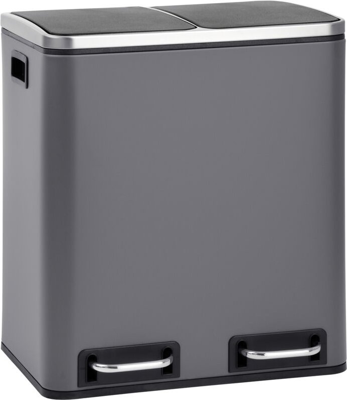 TM2X15 Mülleimer 30 Mülltrennsystem Abfalleimer mit Fächern Grau - Svita