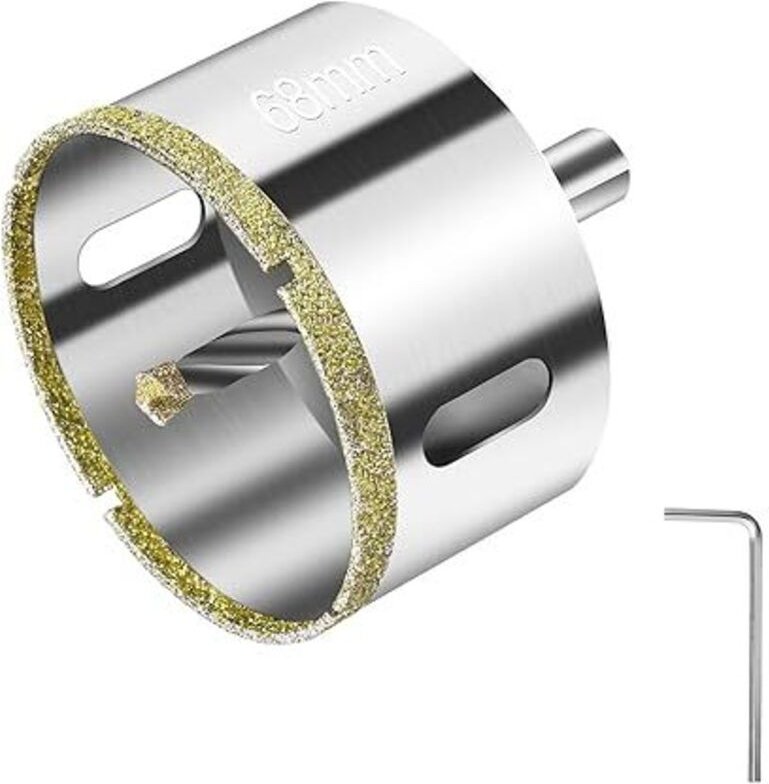 Diamantbohrer, Diamant Lochsäge, 68mm Lochsäge mit Zentrierbohrer, Glasbohrer mit Diamant-Beschichtung Kohlenstoffstahl,...