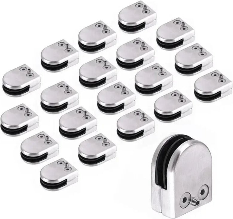 20 Stück Glashalter 8-10mm Glasklemme Klemmhalter Glasklemmhalter, 304 Edelstahl