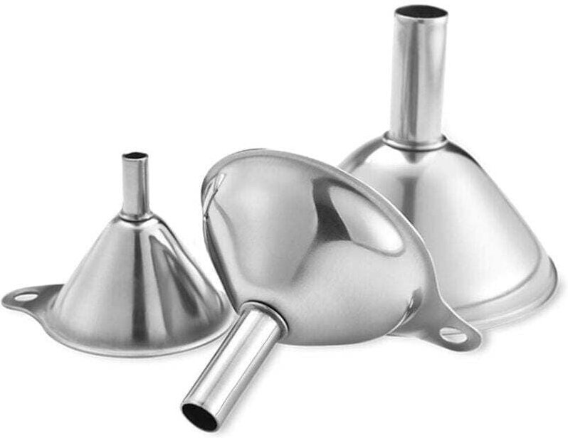 Thumbnail - 3-teiliger Mini-Trichter aus Edelstahl, Küchentrichter-Set aus Edelstahl, Mini-Metalltrichter, für getrennte Flüssigkeit...