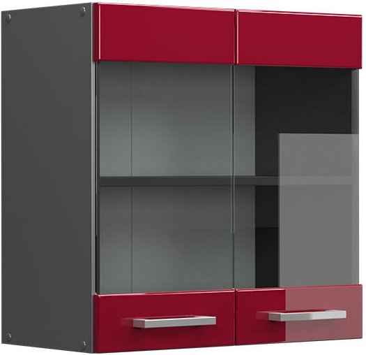 Vicco - Küchenglasschrank R-Line, Bordeaux Hochglanz, 60 cm