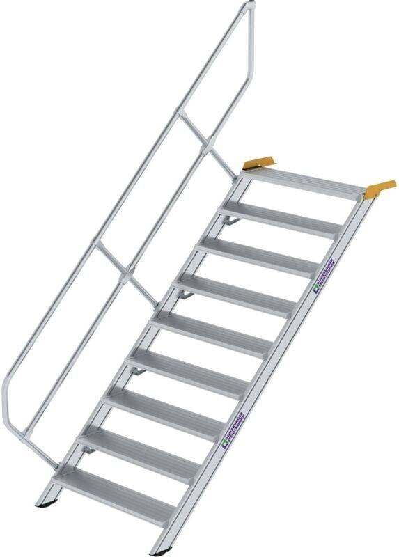 Günzburger Steigtechnik - Treppe 45° Stufenbreite 1.000 mm 9 Stufen Aluminium geriffelt - 600349