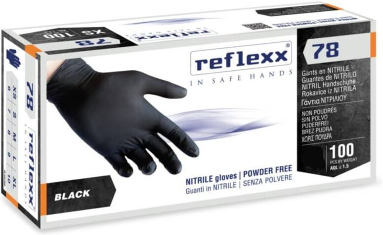 Reflexx R78 Nitrilhandschuhe ohne Puder, 100 % latexfrei, 4 g, Kat.3, 100 Stück, XL