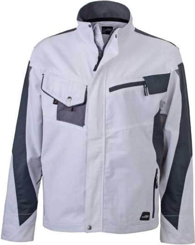 James&nicholson - Arbeitsjacke JN821 Gr. 5XL weiß/grau