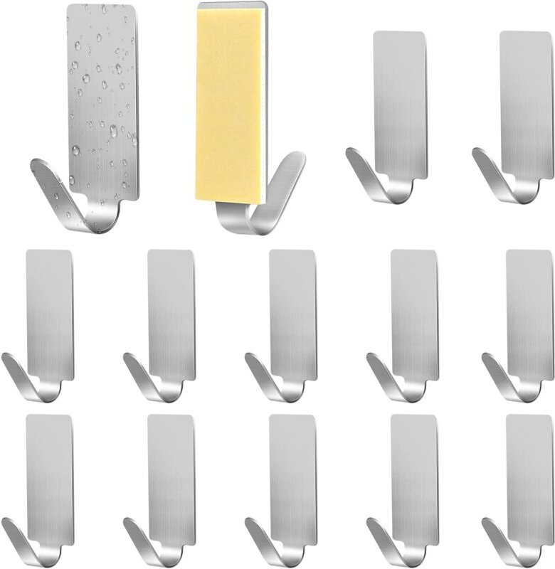 Memkey - 12 Stück selbstklebende Wandhaken, selbstklebende Haken für Küche und Badezimmer, kein Bohren, selbstklebender ...