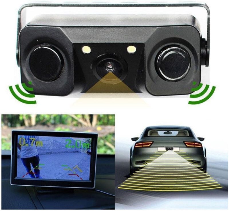 Trade Shop Traesio - Trade Shop - rückfahrkamera mit parksensor 2 led 170° winkel nacht -