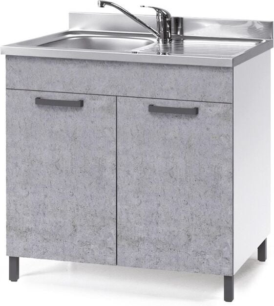 Webmarketpoint - Beton graue Küchenspüle 2 Türen Cm 80x50xH 85