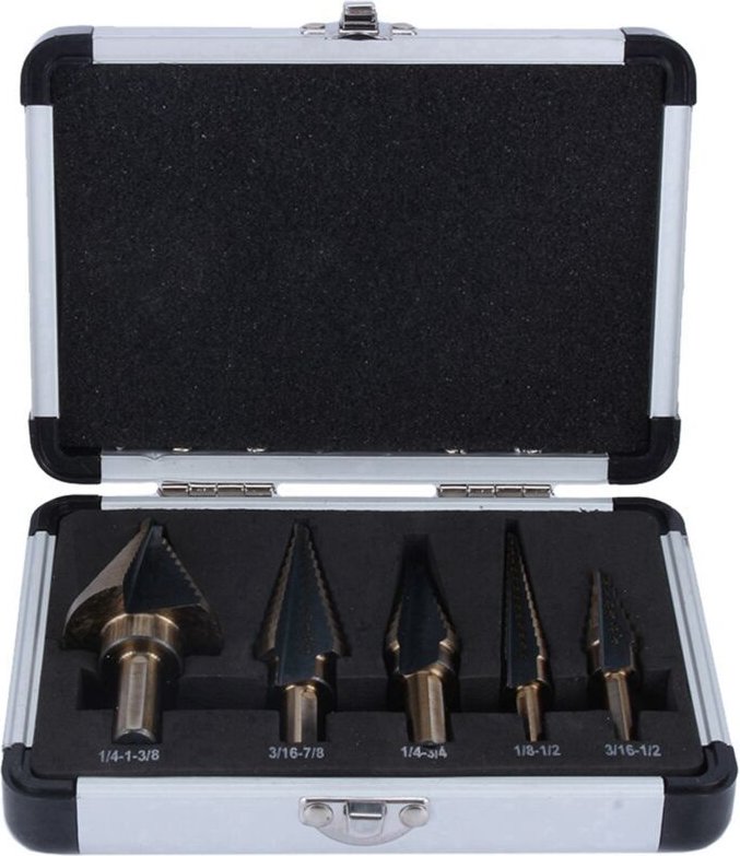 Ineasicer - 5Pcs hss Schritt Bohrer Bits Senker Schritt Bohrer Kit Power Tool mit Lagerung Box