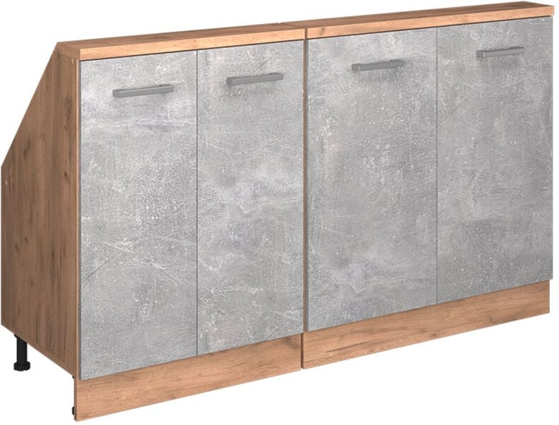 Dachschrägenschrank-Set Rion, Beton/Goldkraft Eiche, 2er Set, Vicco