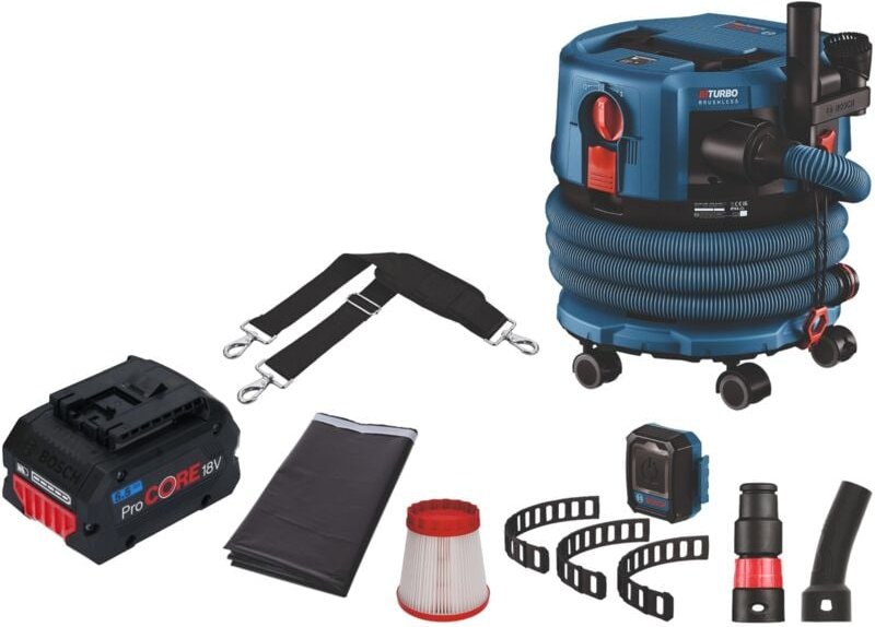 Bosch gas 18V-12 mc Professional Akku Staubsauger biturbo Brushless + 1x ProCore Akku 5,5 Ah + Zubehör - ohne Ladegerät