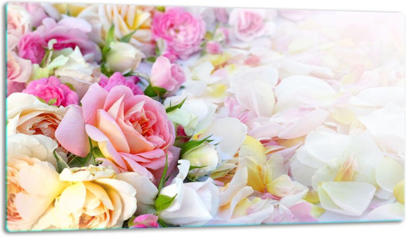 Glasschild Schneidebrett 52x30 Blumen