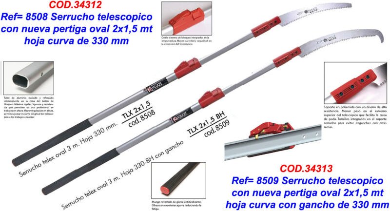 Kamikaze Teles TLX gebogene Säge 2x1,5 m mit ovaler Stange 8508