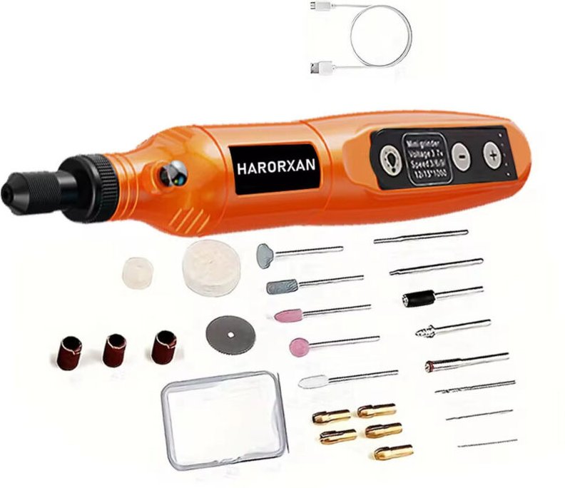 Kabelloses Rotationswerkzeug, 5-Gang-Rotationswerkzeugsatz mit Zubehör (5000-18000 U/min), Aufladen über Typ c, Rotation...