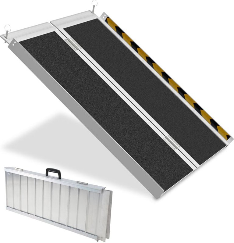 Thumbnail - SWANEW Rollstuhlrampe Rollirampe Auffahrschiene Klappbar Auffahrrampe Alu rutschfeste Oberfläche 91cm bis 270kg