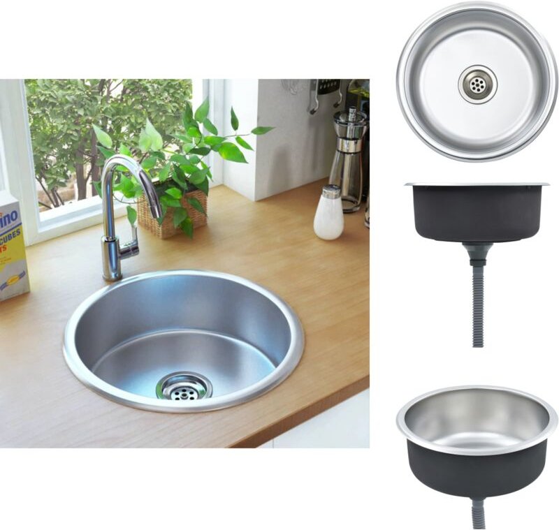 Küchenspülen & Spülbecken - Living Einbauspüle mit Sieb und Siphon Edelstahl - Silber